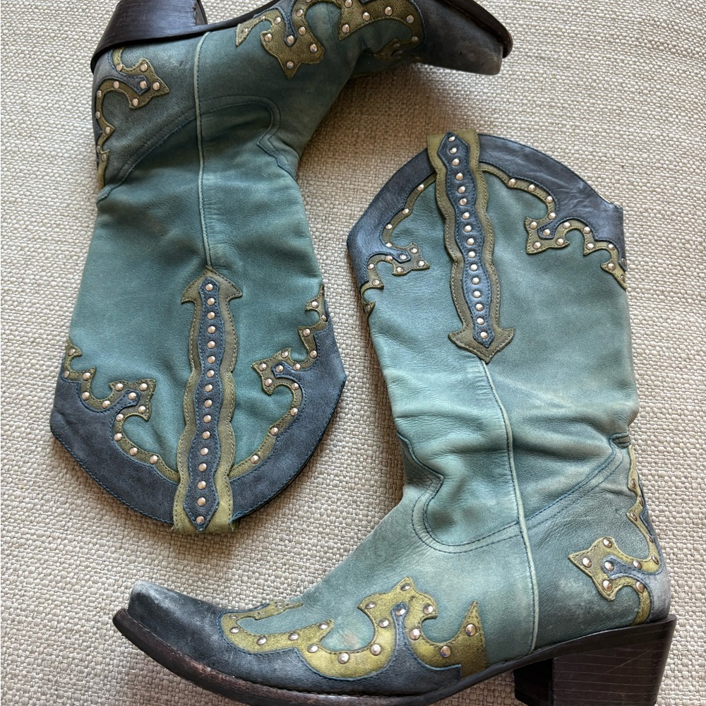 Dr. Scholl's Green and Brown Heeled Boots